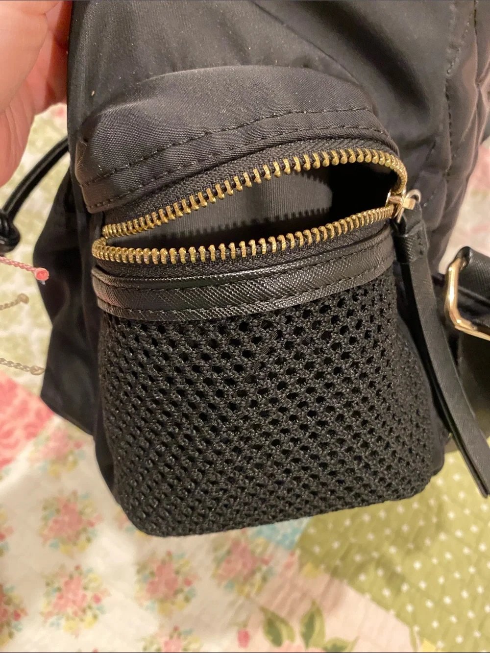 Prune Black Backpack with Gold-Tone Accents